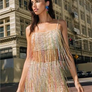 Sequin Tassel Beaded Crop Top